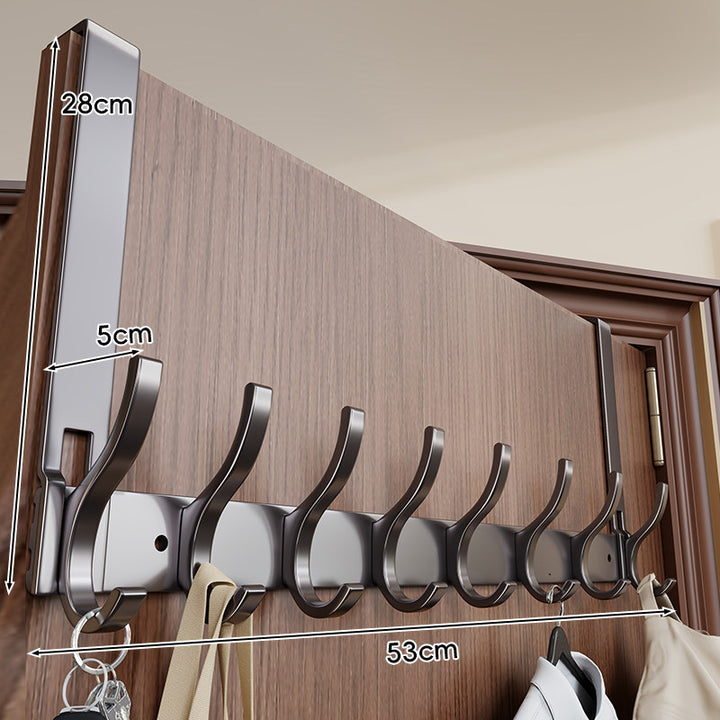 Over-Door Heavy-Duty Metal Coat & Accessory Hook Rack with Tall Hanger