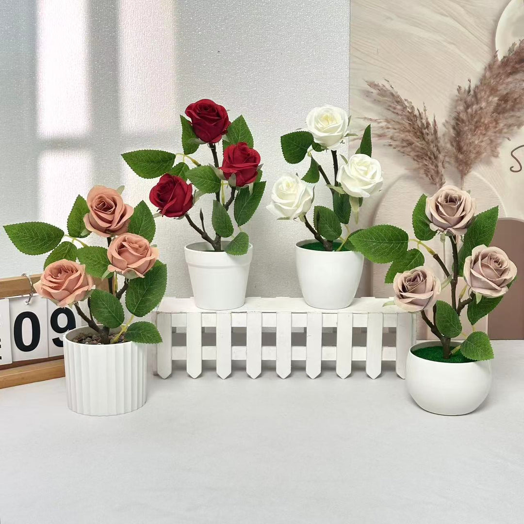 Realistic Faux Rose Plant Arrangement