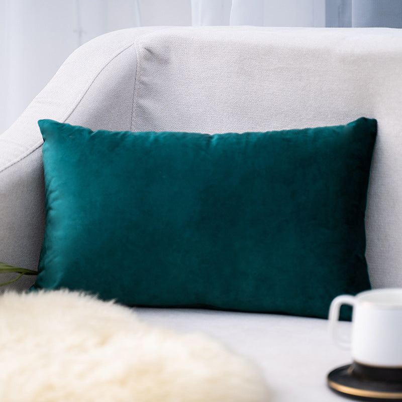 Plush Velvet Lumbar Pillow Cover with Hidden Zipper and Removable Insert Support