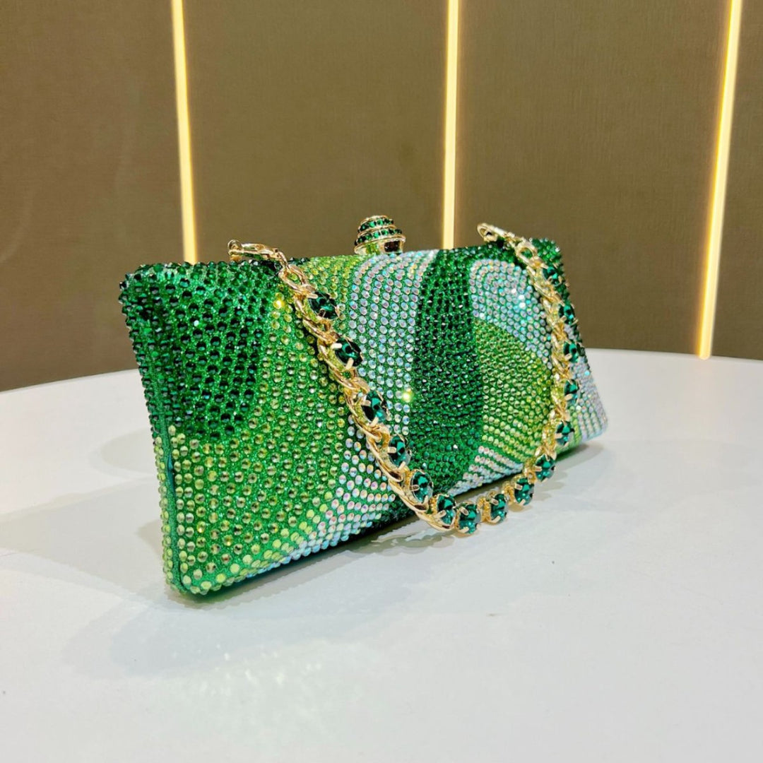 Rhinestone-Embossed Evening Handbag