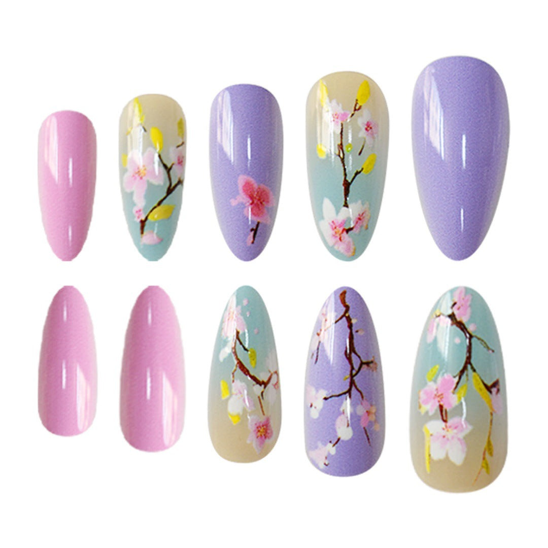 Artistic Floral Press-On Nail Enhancements Kalsten