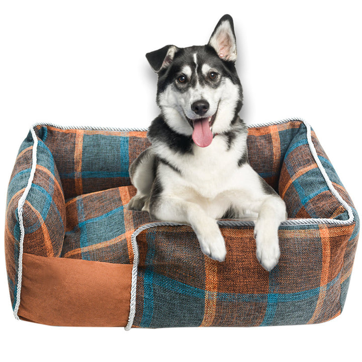 Cozy Plaid Dog Bed