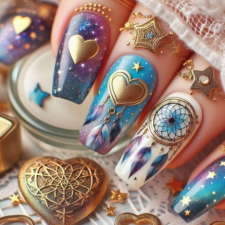 Dreamcatcher motif artificial nails Kalsten