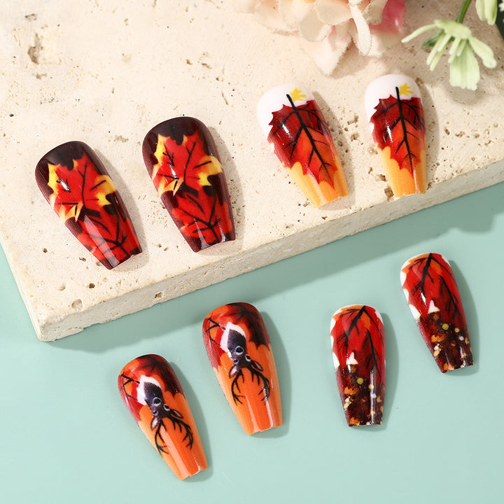 Artificial nails in autumn leaf design Kalsten