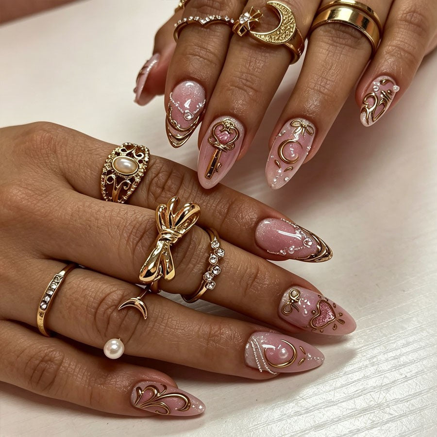 Artificial nail set with romantic decorations Kalsten