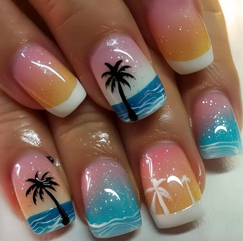 Artistic Summer-Themed Acrylic Nail Design Kalsten