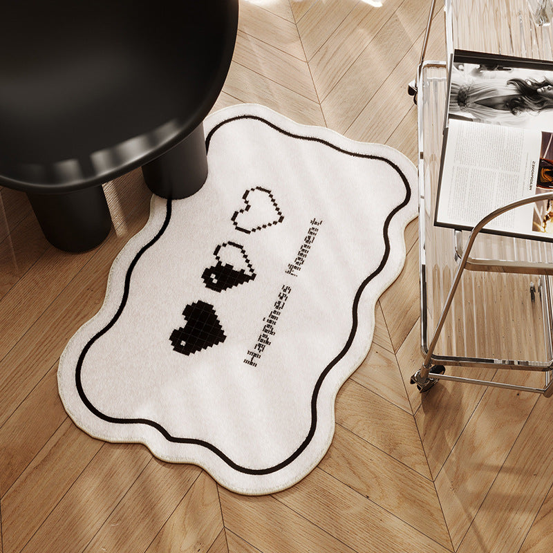 Heart-Themed Plush Bath Mat