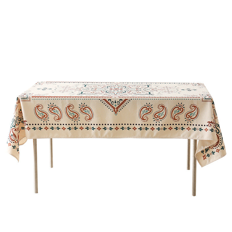 Rectangular oilcloth tablecloth with paisley pattern