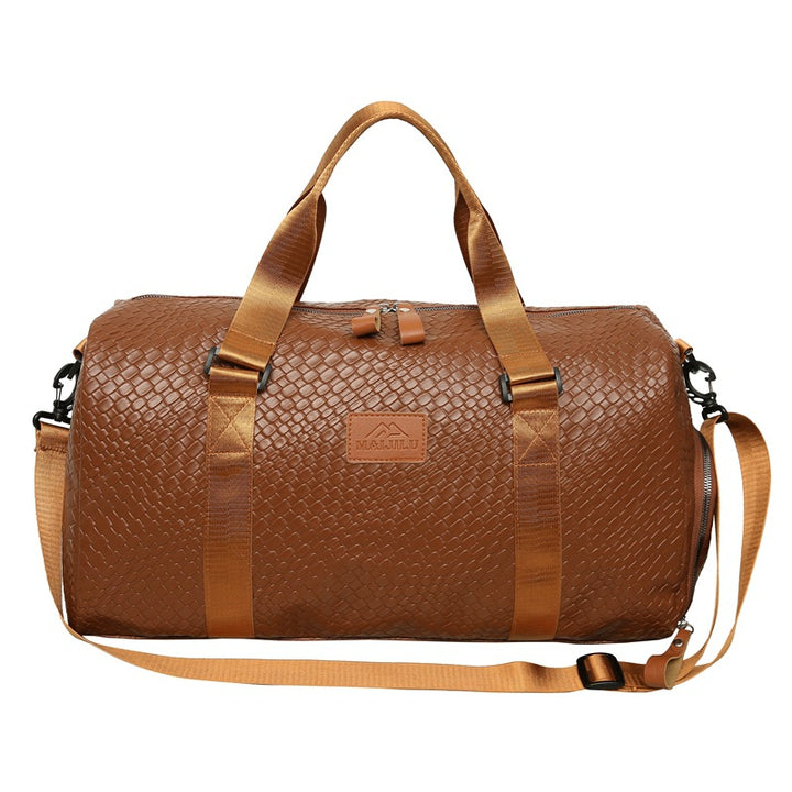 Elegant Woven Leather Duffle Bag
