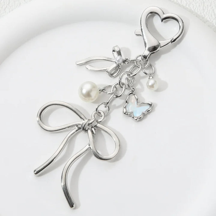 Decorative Heart and Bow Charm Keychain Kalsten