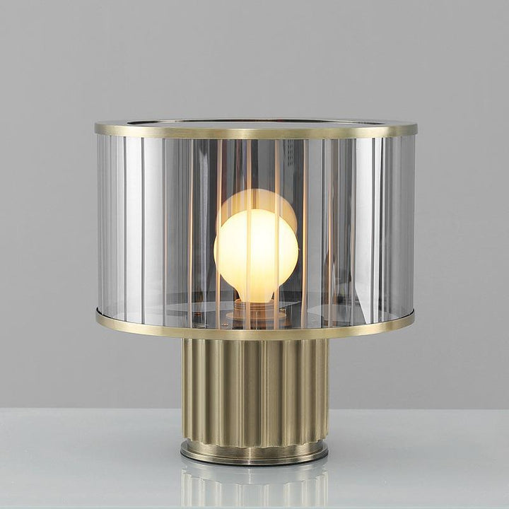 Modern Glass Table Lamp with Elegant Ribbed Base