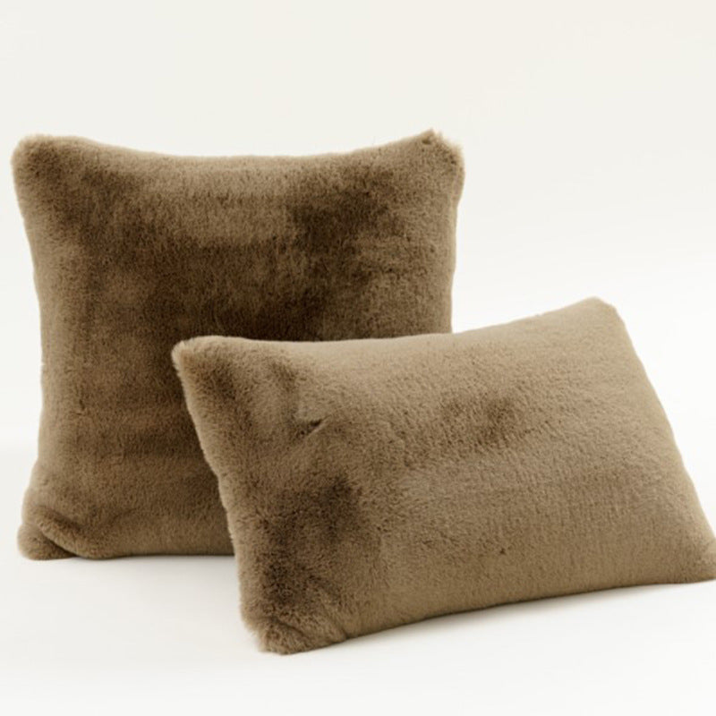Plush Faux Fur Square and Lumbar Decorative Pillow Set with Soft Microfiber Backing