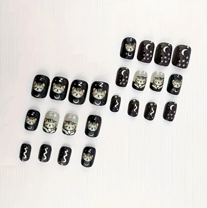 Whimsical Cat-Themed Nail Art Kalsten