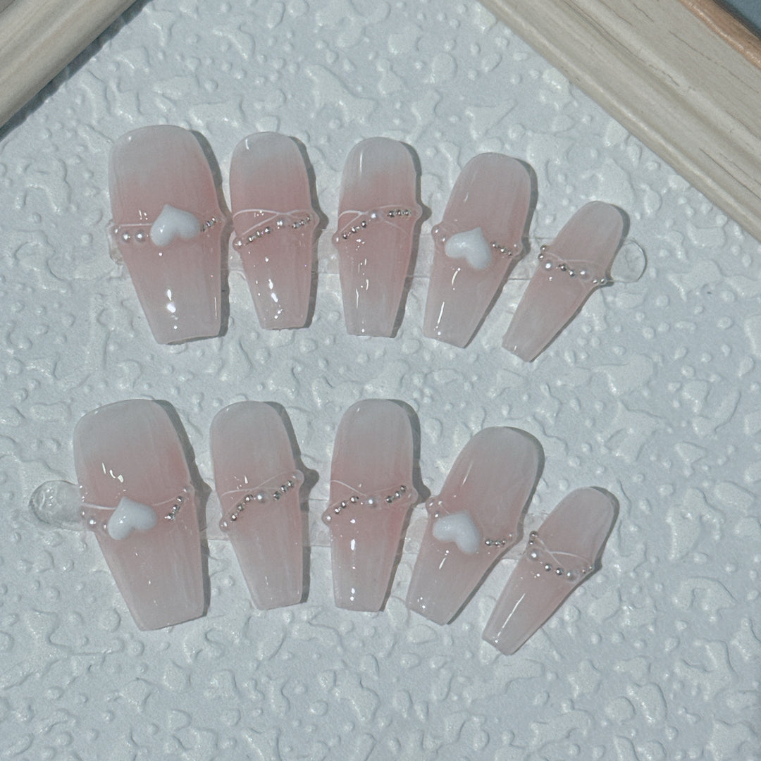 Elegant 3D Decorative Press-On Nail Set
