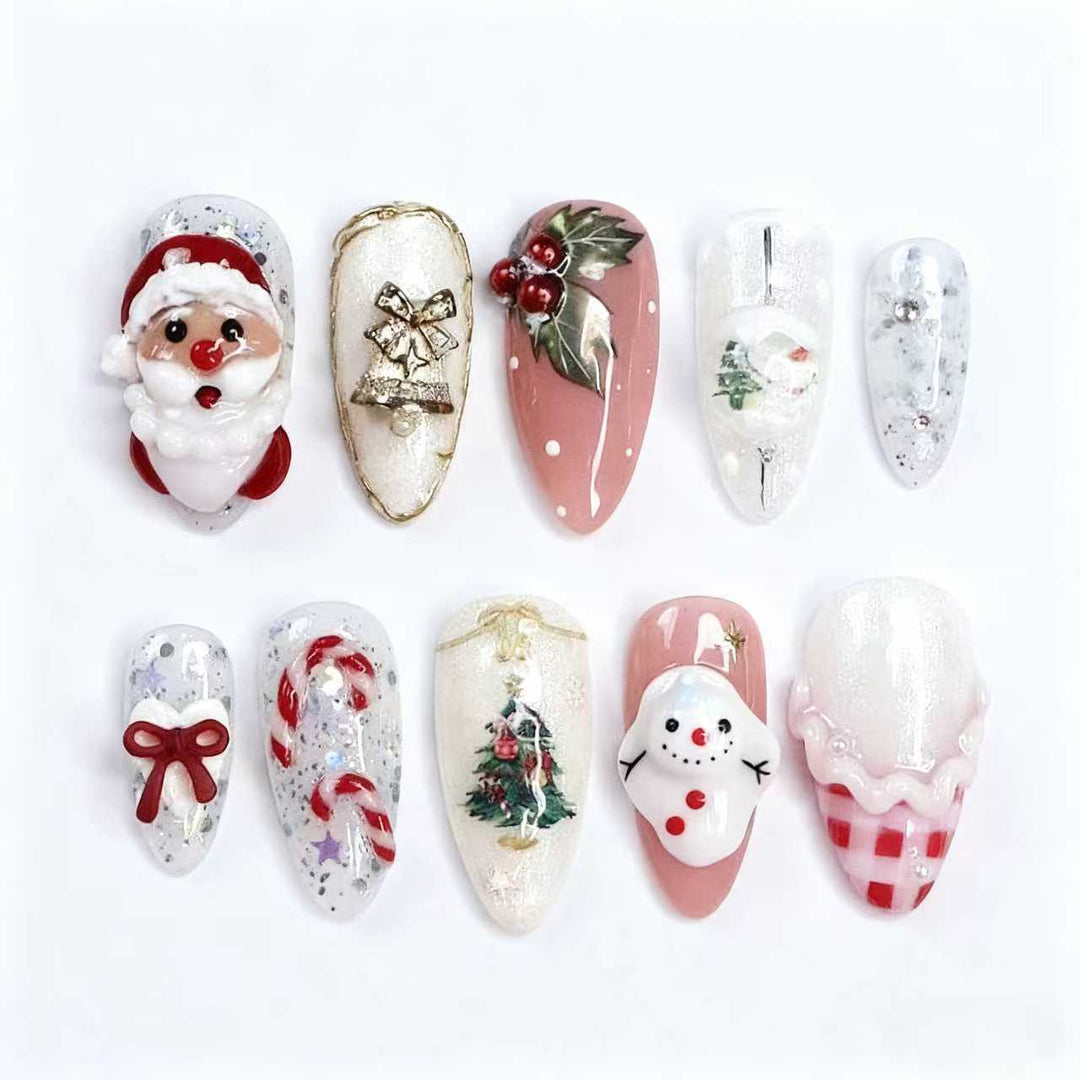 Festive Holiday-Themed Press-On Nail Art Set Kalsten