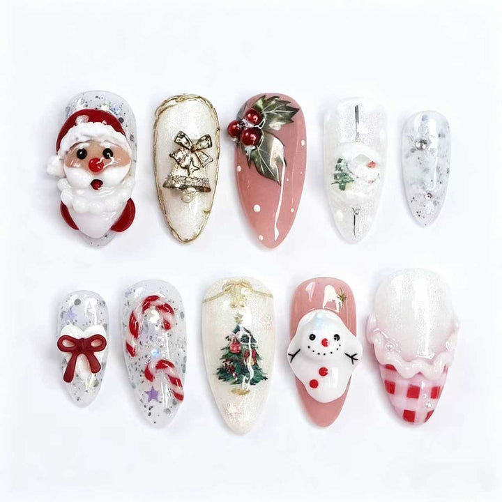 Festive Holiday-Themed Press-On Nail Art Set Kalsten