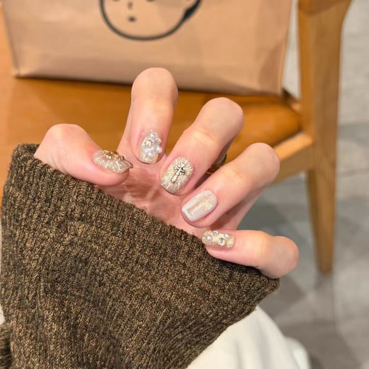 Artistic Crystal-Embellished Nail Art Set