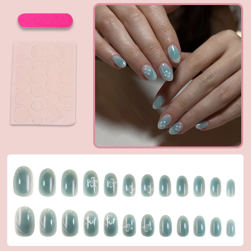 Artificial nail set with floral decorations and glossy finish Kalsten
