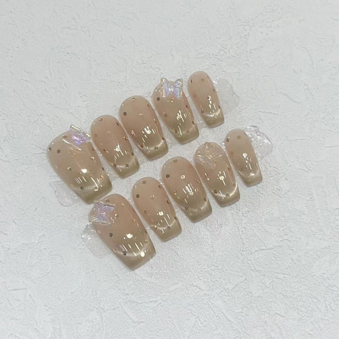 Premium Press-On Nail Set with Iridescent Accents Kalsten