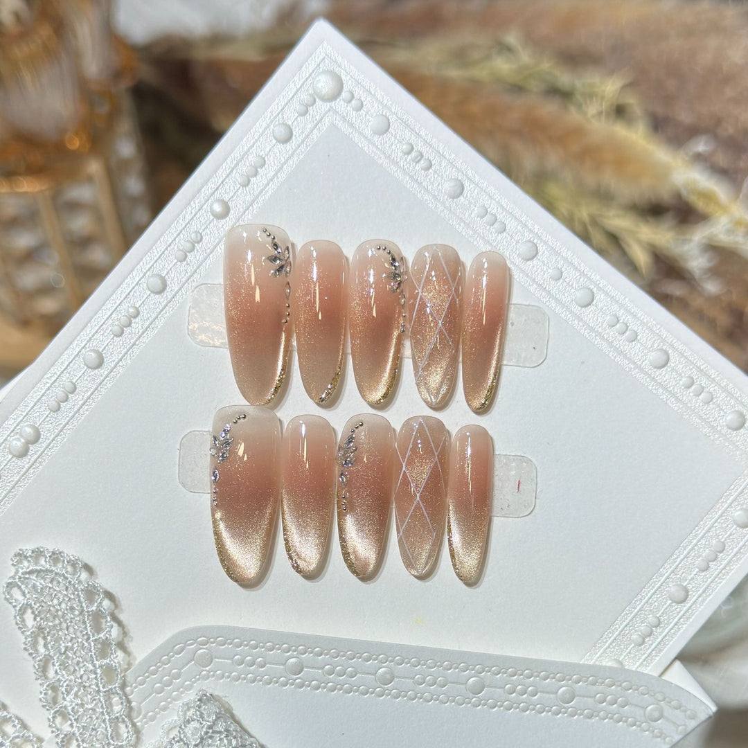 Glamorous Stiletto Press-On Nail Set with Rhinestone Accents Kalsten