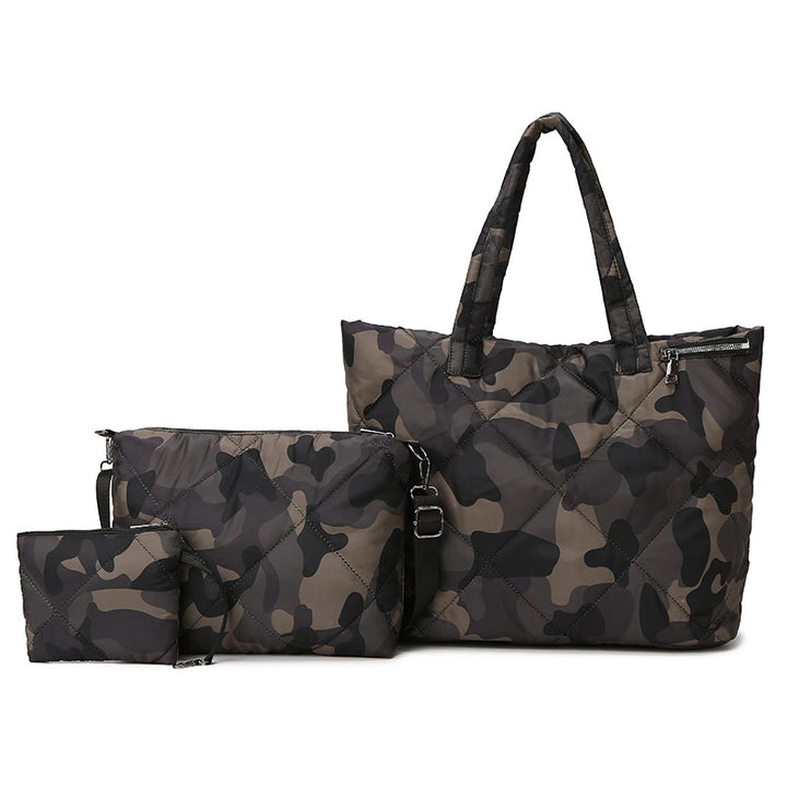 Quilted Camo Pattern Tote Bag Set