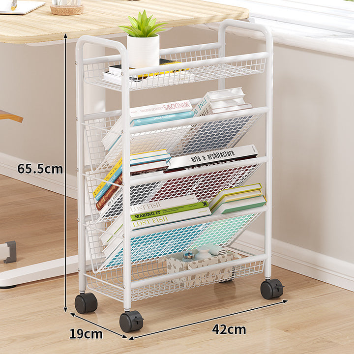 Rolling Metal Book Storage Rack Kalsten