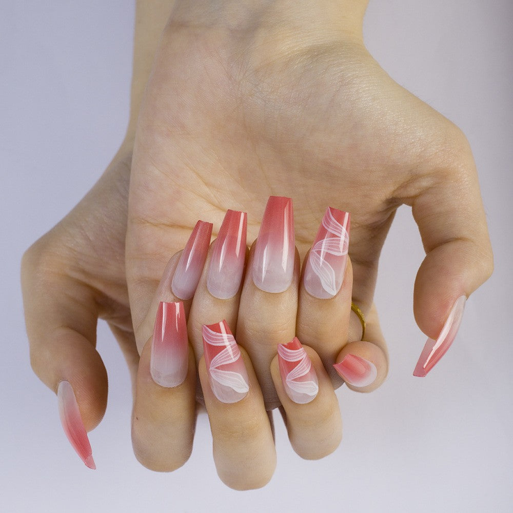 High-gloss artificial nails with rose effect Kalsten