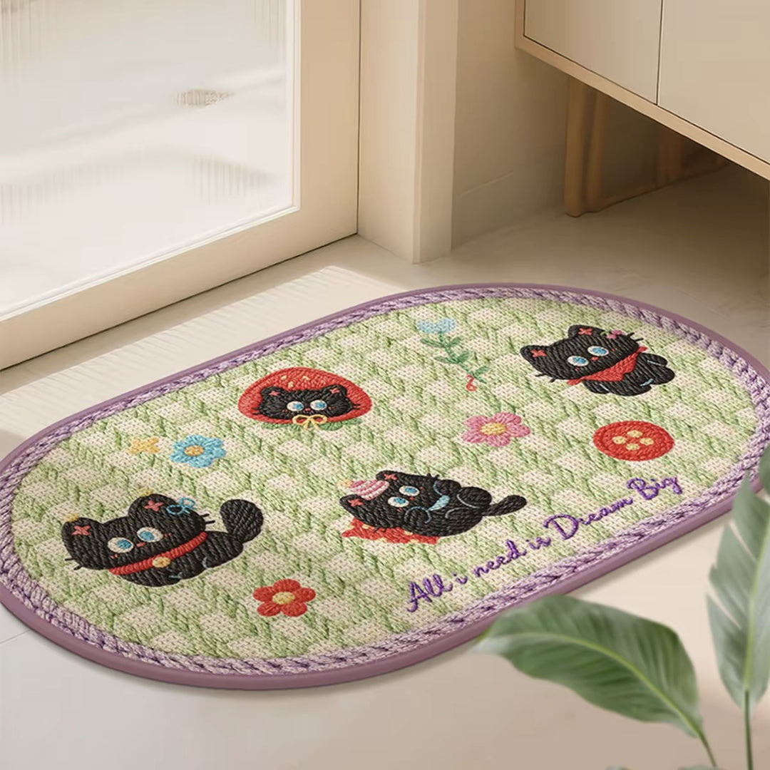Cat-Themed Plush Doormat for Home Entryway