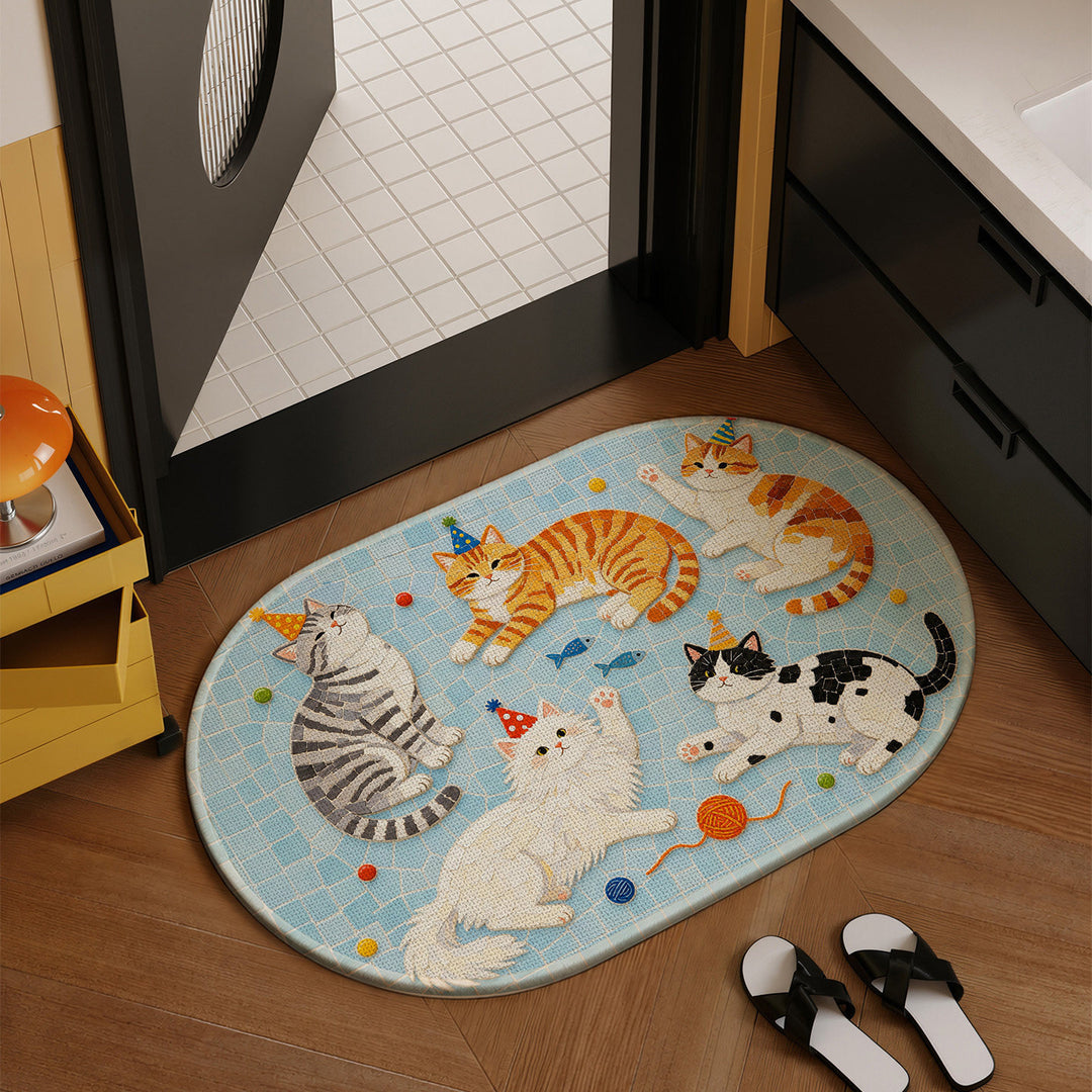 Playful Cat-Themed Decorative Bath Rug