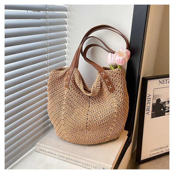 Shoulder Bag Made of Hand-Woven Straw Mix Kalsten