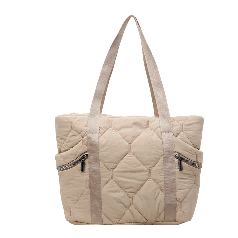 Quilted Multi-Pocket Tote Bag