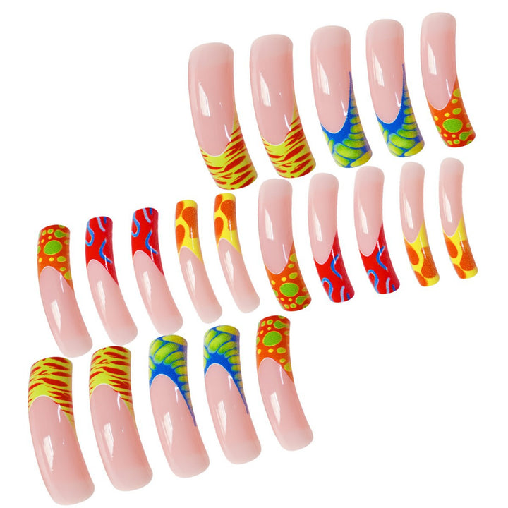 Colorful Artistic Long Nail Enhancements Kalsten