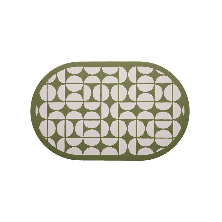 Oval wipeable placemat with embossed tulip pattern and non-slip underside Kalsten