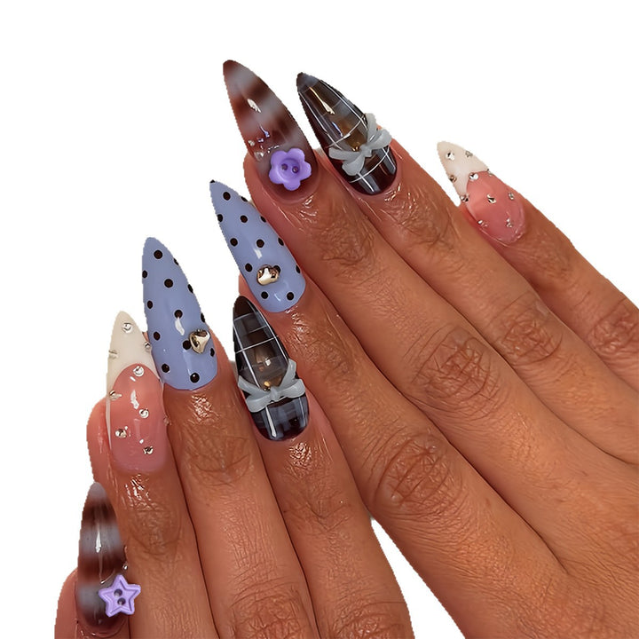 Artificial nails with creative 3D design and playful accents Kalsten