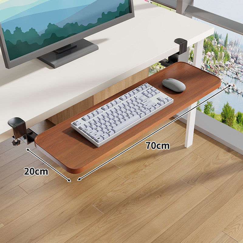 Clamp-Mounted Under-Desk Adjustable Bamboo Keyboard Tray