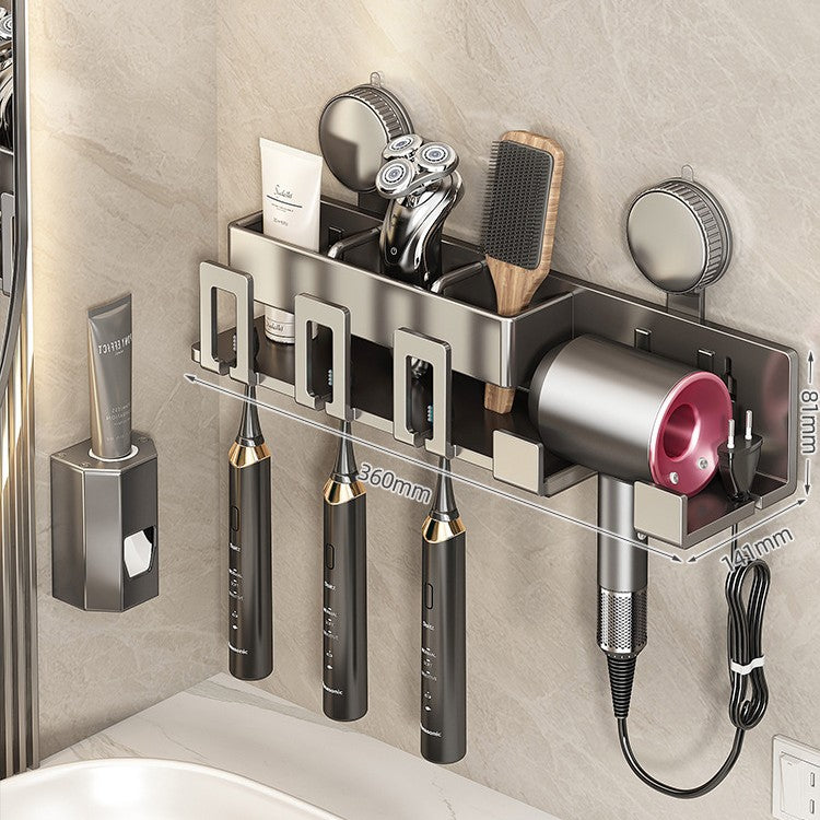 Wall-Mounted Hair Tool Organizer with Storage Compartment Kalsten