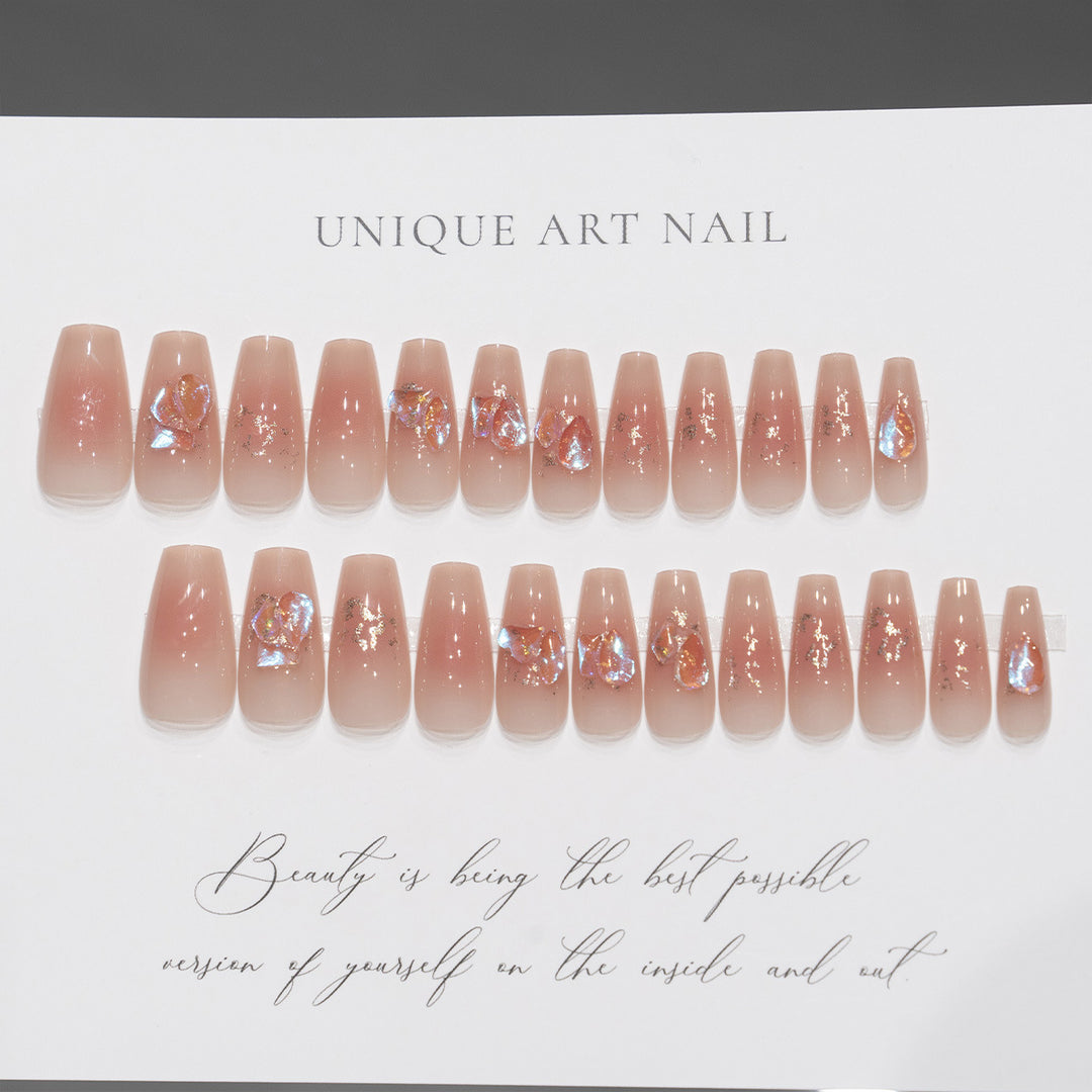 Artistic Press-On Nail Tips with Floral Design Kalsten