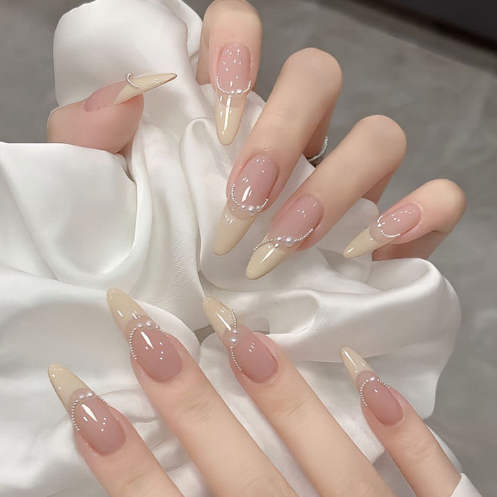 Elegant Ombre Press-On Nail Set with Pearl Accents Kalsten