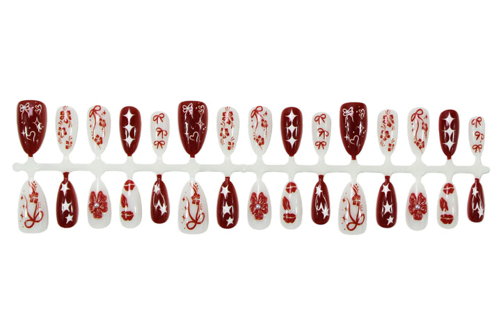 Artificial nail set with romantic heart and flower motifs Kalsten