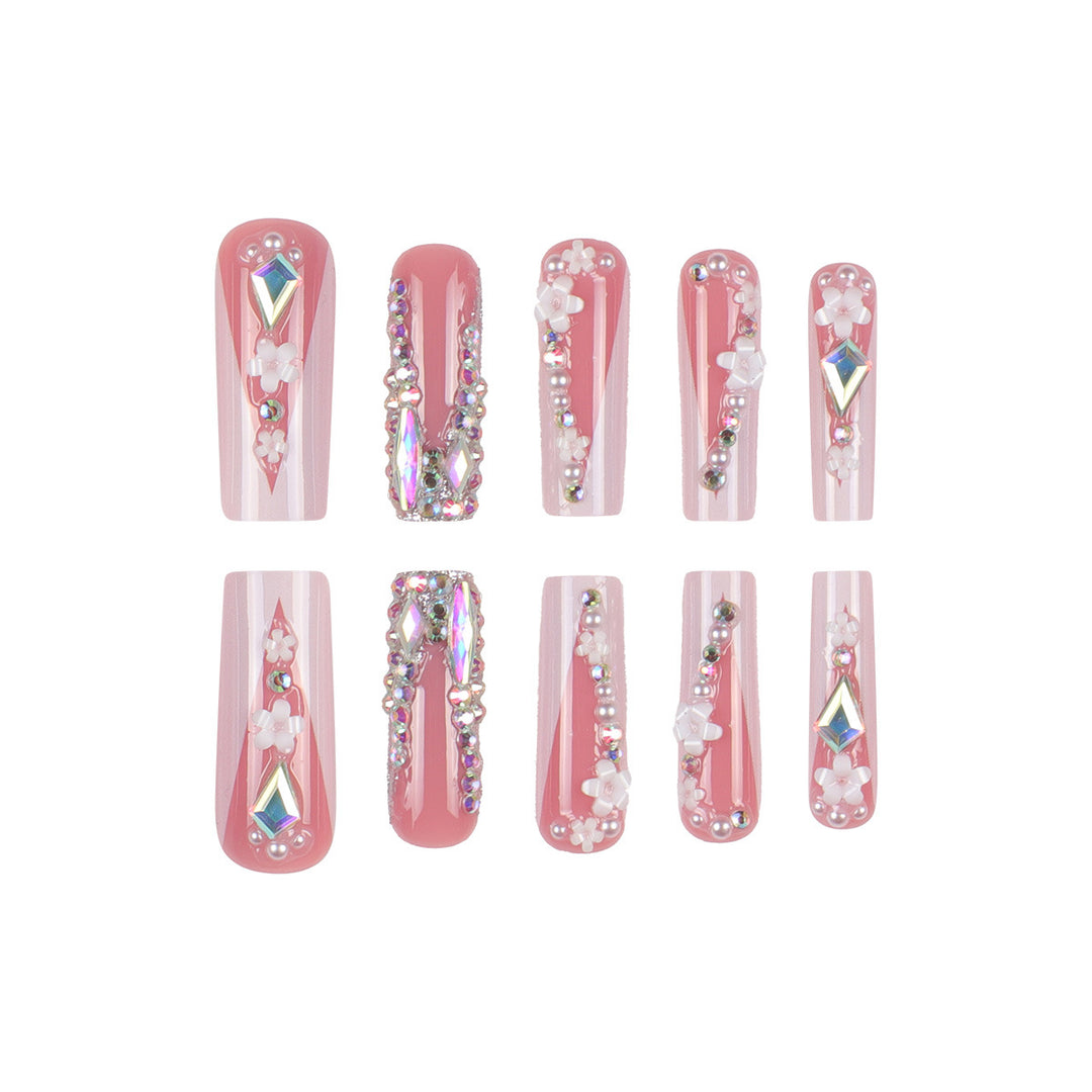 Decorative Floral Embellished Press-On Nails Kalsten
