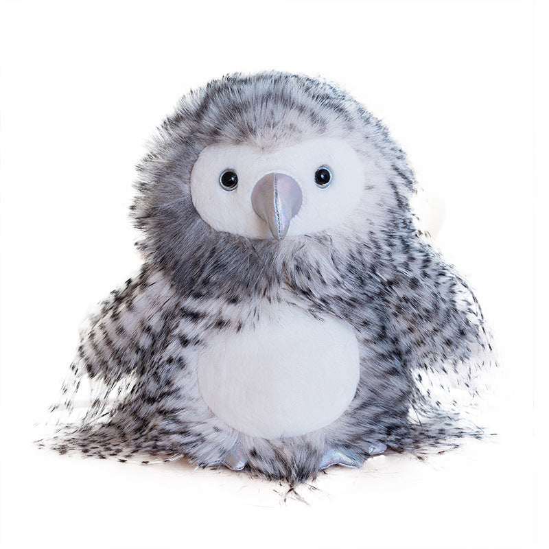 Plush Arctic Owl Decorative Stuffed Animal with Speckled Faux-Fur and Embroidered Features Kalsten