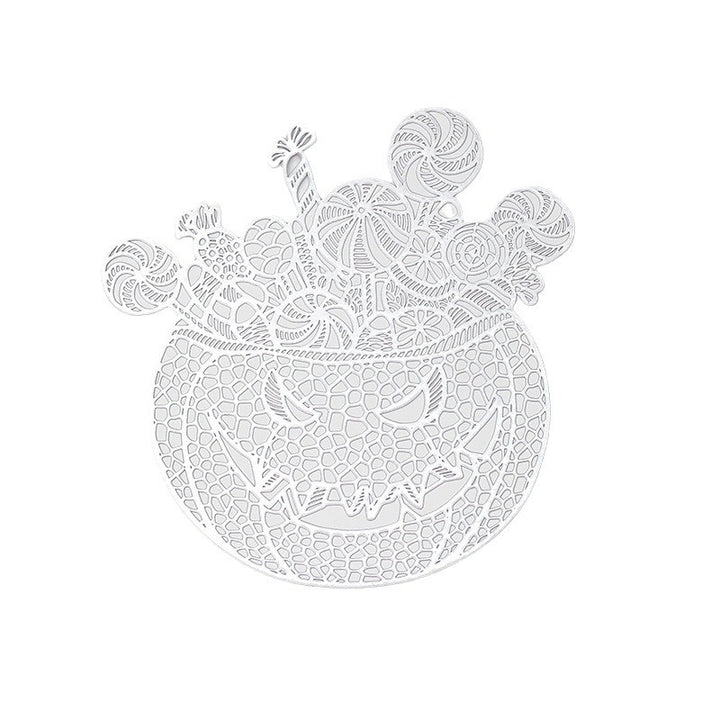 Filigree laser-cut pumpkin placemat made of wood for Halloween table decoration