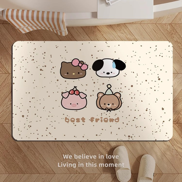 Cute Kitty-Themed Memory Foam Bath Mat Kalsten