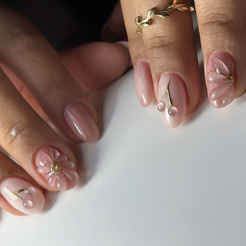 Floral Embellished Press-On Nails Kalsten