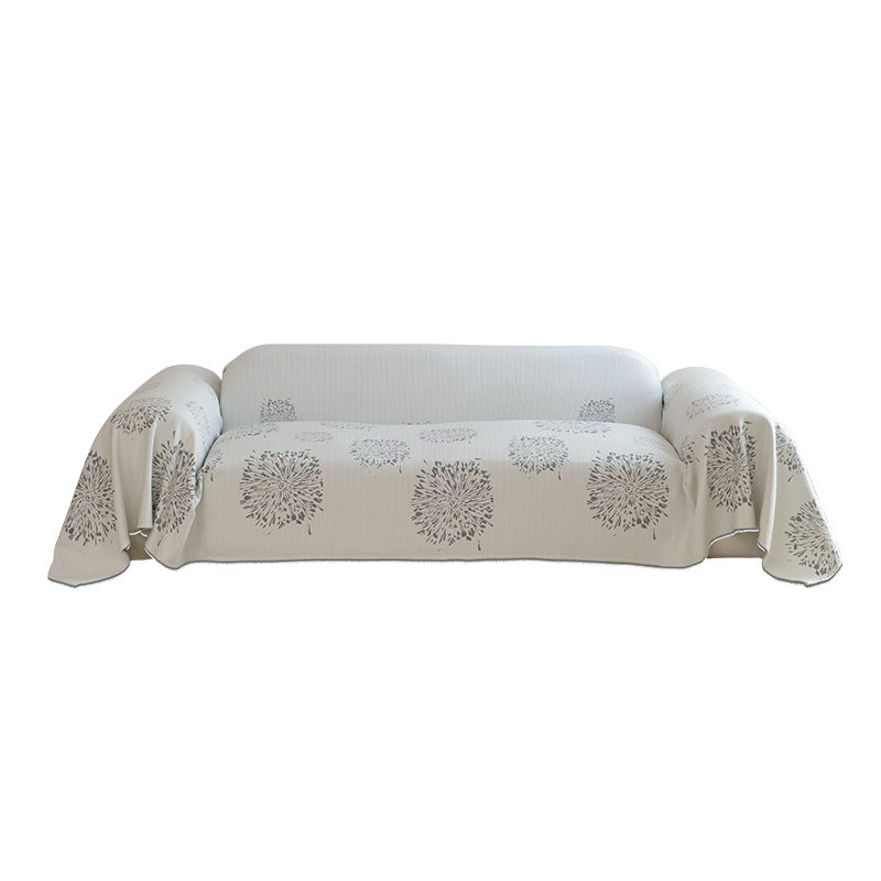 Elastic sofa cover made of jacquard cotton blend fabric with graphic relief pattern
