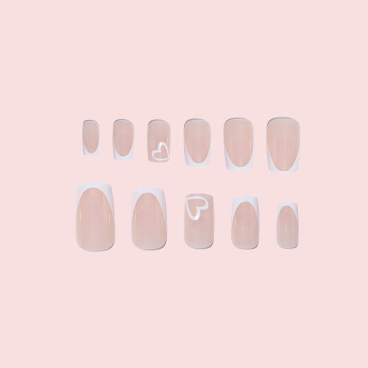 Elegant Heart-Embellished Nail Extensions Kalsten
