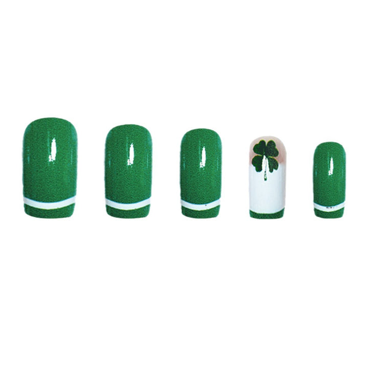 Glamorous Press-On Nail Art Set with Clover Motif Kalsten