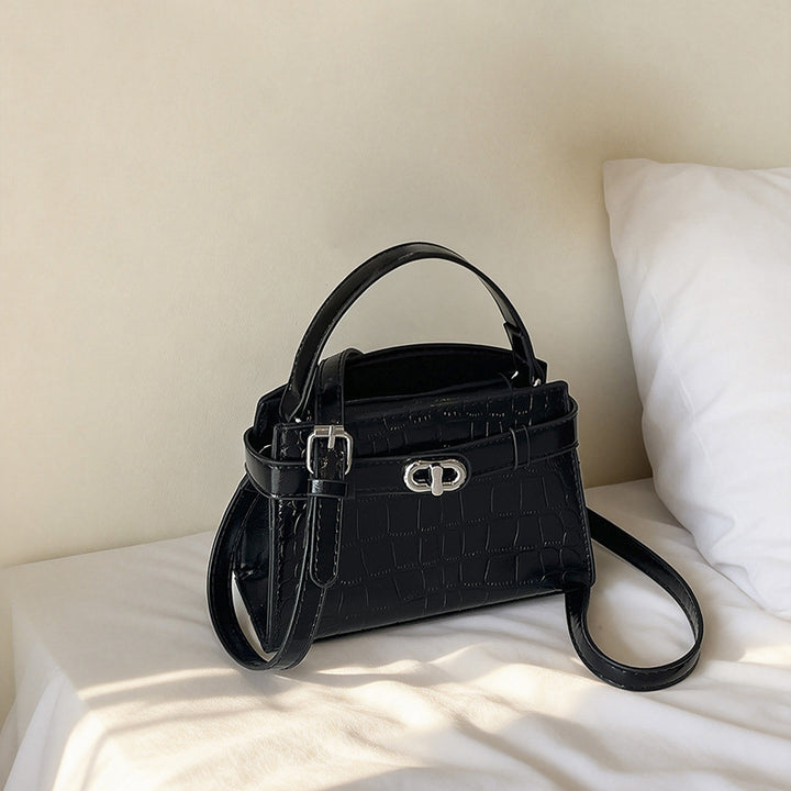 Croc-Embossed Structured Handbag