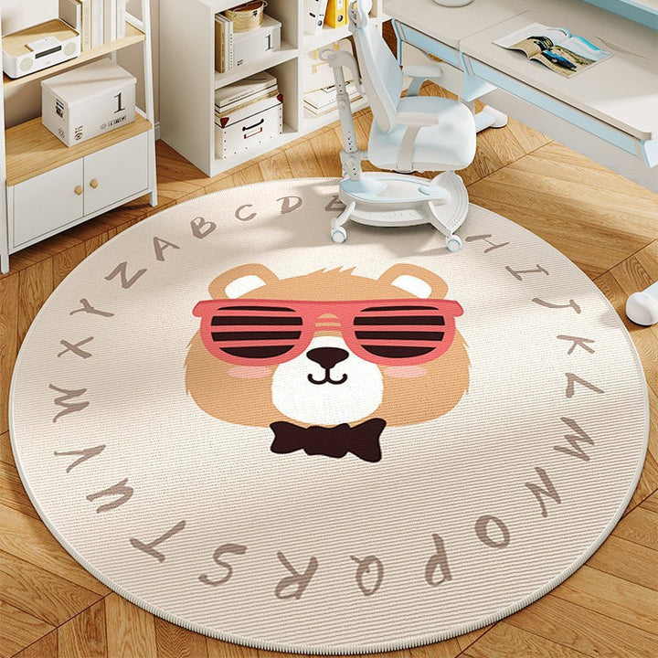 Round Cartoon Panda-Themed Area Rug