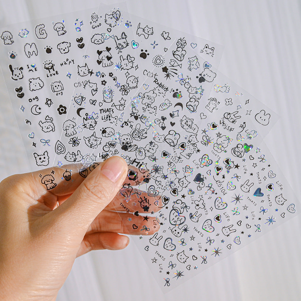 Cat-Themed Nail Art Stickers